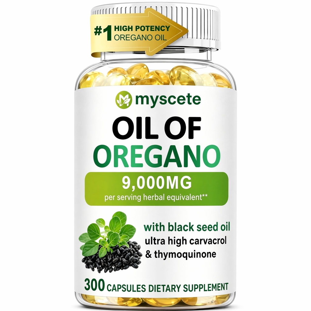 Oil of Oregano with Black Seed Oil, 300 Softgels, 9000mg Per Serving-for Immune Support with High Carvacrol & Thymoquinone, Antioxidant, Non-GMO, Gluten Free