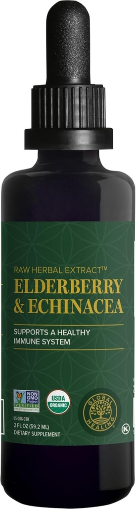 Παγκόσμια Θεραπεία USDA Organic Elderberry & Echinacea Υγρό συμπλήρωμα Βάμμα 