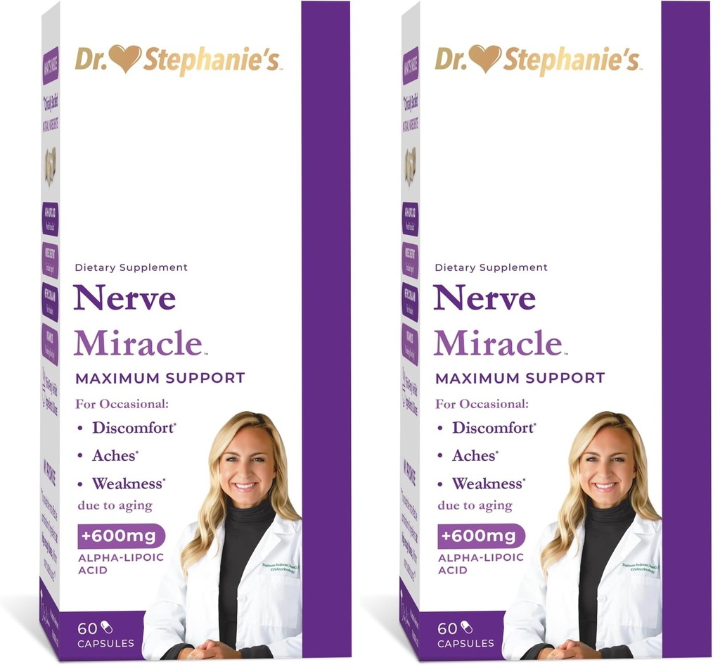Nerve Miracle Maximum Strength Supplement | Nerve Health Support | Legs, Feet, Hands, Toes | Mega Dose of Alpha Lipoic Acid ALA & Vitamin B12 (Pack of 2)