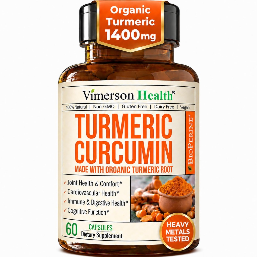 Turmeric Curcumin Supplement with Black Pepper Extract - Υψηλής ισχύος οργανική κουρκουμά 1400mg & 95% κουρκουμινοειδή για την κοινή & πυγμή υγεία - Κοινό συμπλήρωμα υποστήριξης - 60 κάψουλες Vegan Curcuma