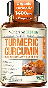 Turmeric Curcumin Supplement with Black Pepper Extract - Υψηλής ισχύος οργανική κουρκουμά 1400mg & 95% κουρκουμινοειδή για την κοινή & πυγμή υγεία - Κοινό συμπλήρωμα υποστήριξης - 60 κάψουλες Vegan Curcuma