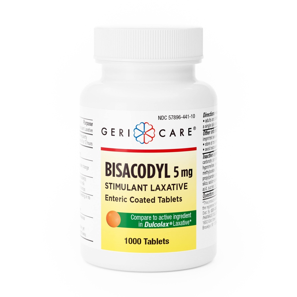GeriCare Bisacodyl 5 mg Laxative Coated Tablet | Generic for Dulcolax | Stimulant Laxative | Gentle Overnight Constipation Relief 1000 Count (Pack of 1)