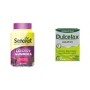 Senokot Dietary Supplement Laxative Gummies, Natural Senna Extract, Gentle, Overnight Relief & Dulcolax Stimulant Laxative Tablets (100 Count) Gentle Overnight Constipation Relief, Bisacodyl 5mg