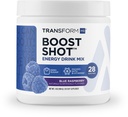 TransformHQ Energy & Focus Powder (Blue Raspberry) - Boost Shot Clean Energy Drink Mix - Sugar Free - Non-GMO, Gluten-Free - 28 Servings
