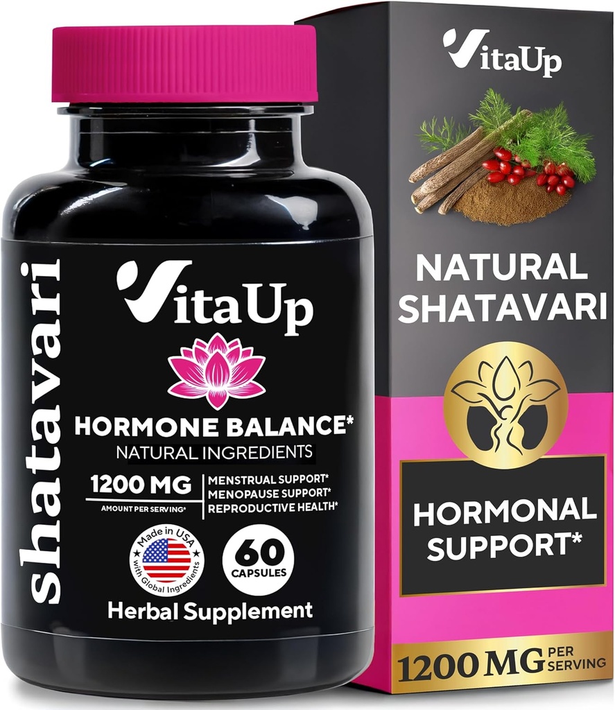 Κάψουλες Shatavari για γυναίκες 1200mg - USA Made Shatavari Root Supplement για κανονική ορμονική υποστήριξη, εμμηνόπαυση & εμμηνόρροια ευεξία - 60 κάψουλες Vegan