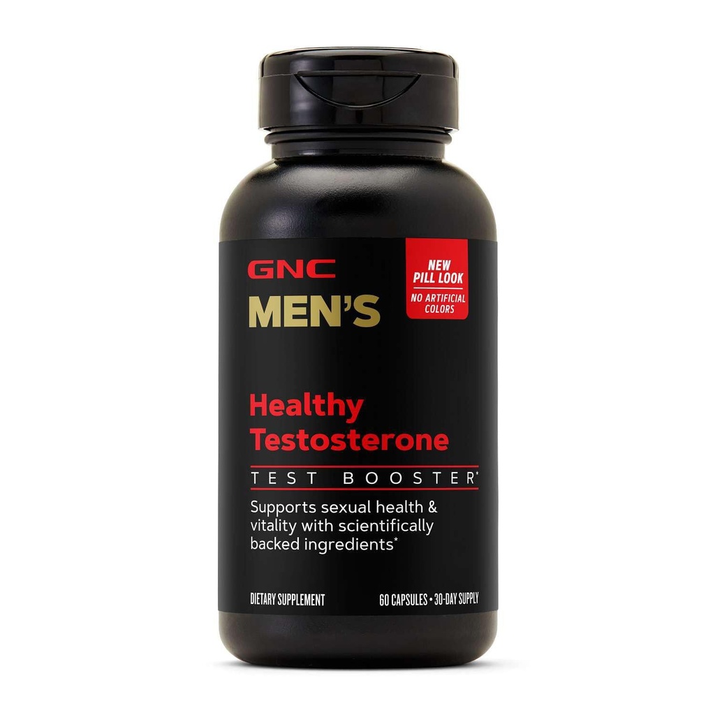GNC Men's Healthy Testosterone - Men's Wellness Supplement for Muscle Health & Energy Support - Vascular Health Formula - Fenugreek Seed Extract, Ginseng & Multivitamin Blend - 60 Count (30 Servings)