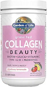 Garden of Life Grass Fed Collagen Beauty - Λεμονάδα φράουλα, 20 σέρβις, σκόνη για τις γυναίκες άνδρες νύχια δέρμα, υδρολυμένο κολλαγόνο Peptides πρωτεΐνη συμπλήρωμα σκόνης