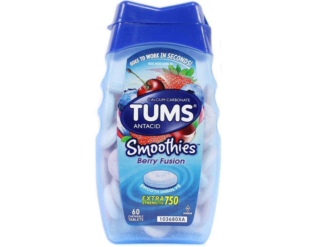 Special pack of 6 TUMS SMOOTHIES BERRY FUSION 60 Tablets