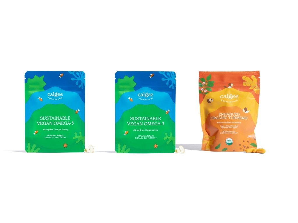 Vegan Omega-3 2-Pack + Organic Turmeric USDA