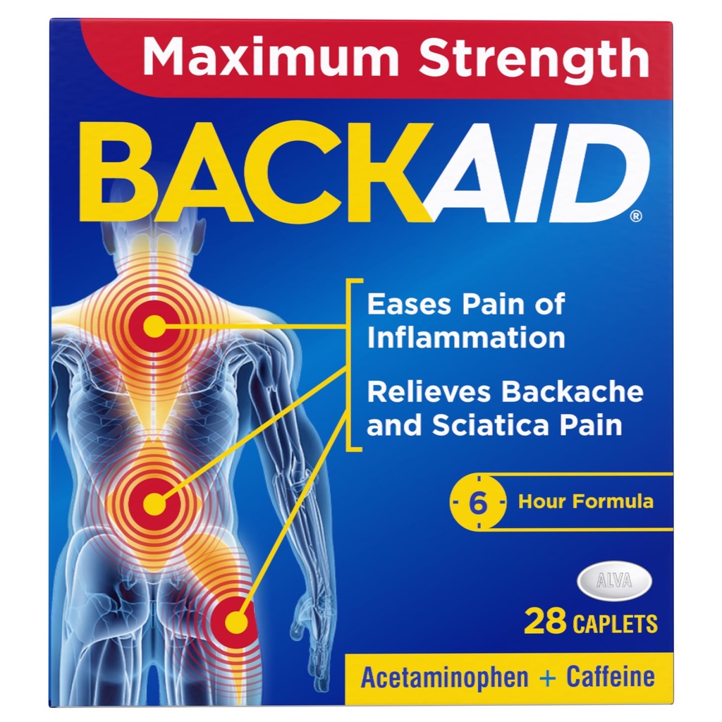 Backaid Max, Aspirin-Free Pain Relief from Backache, Leg Pain, and Sciatica, 28 ct