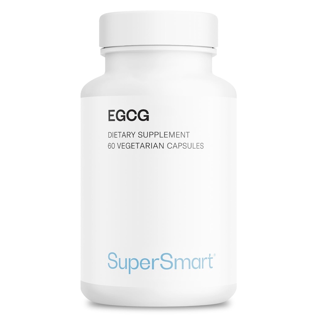 Supersmart EGCG Supplement 445mg per Day (High Strength) - 70% EGCg Green Tea Extract - Potent Bioavailable Antioxidant | Non-GMO & Gluten Free - 60 Vegetarian Capsules