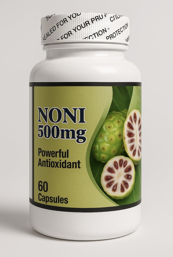 Noni 500mg | Dietary Supplement | 60 Capsules | Made with Noni Fruit Extract | Convenient Capsule Format | Daily Use Option for Personal Care | Premium Quality Bottle Presentation