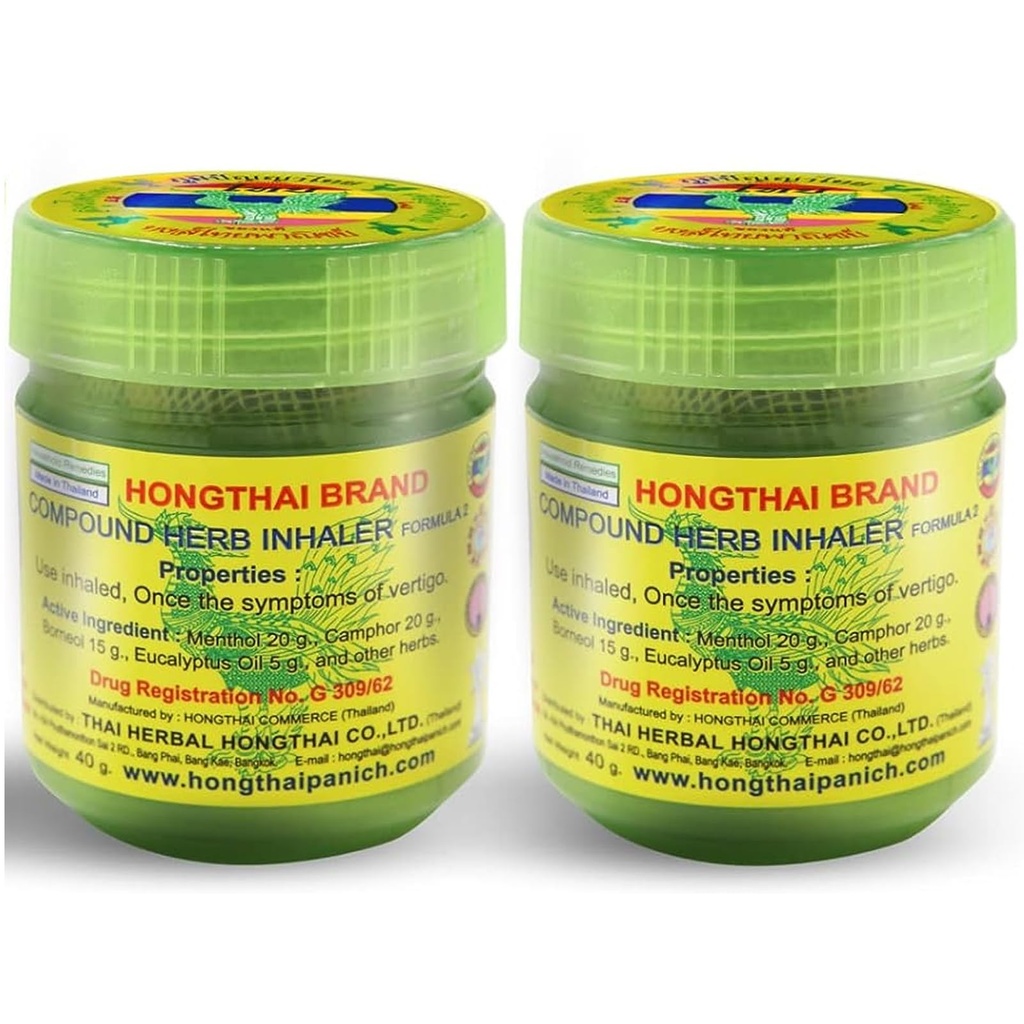 HONG THAI Compound Thai Herb Inhalant 10g Pack of 2