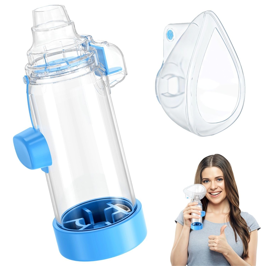 Soft Silicone Inhaler Spacers for Adults and Kids - Fun and Colorful Nessi OTC Spacer (Adult-Blue)