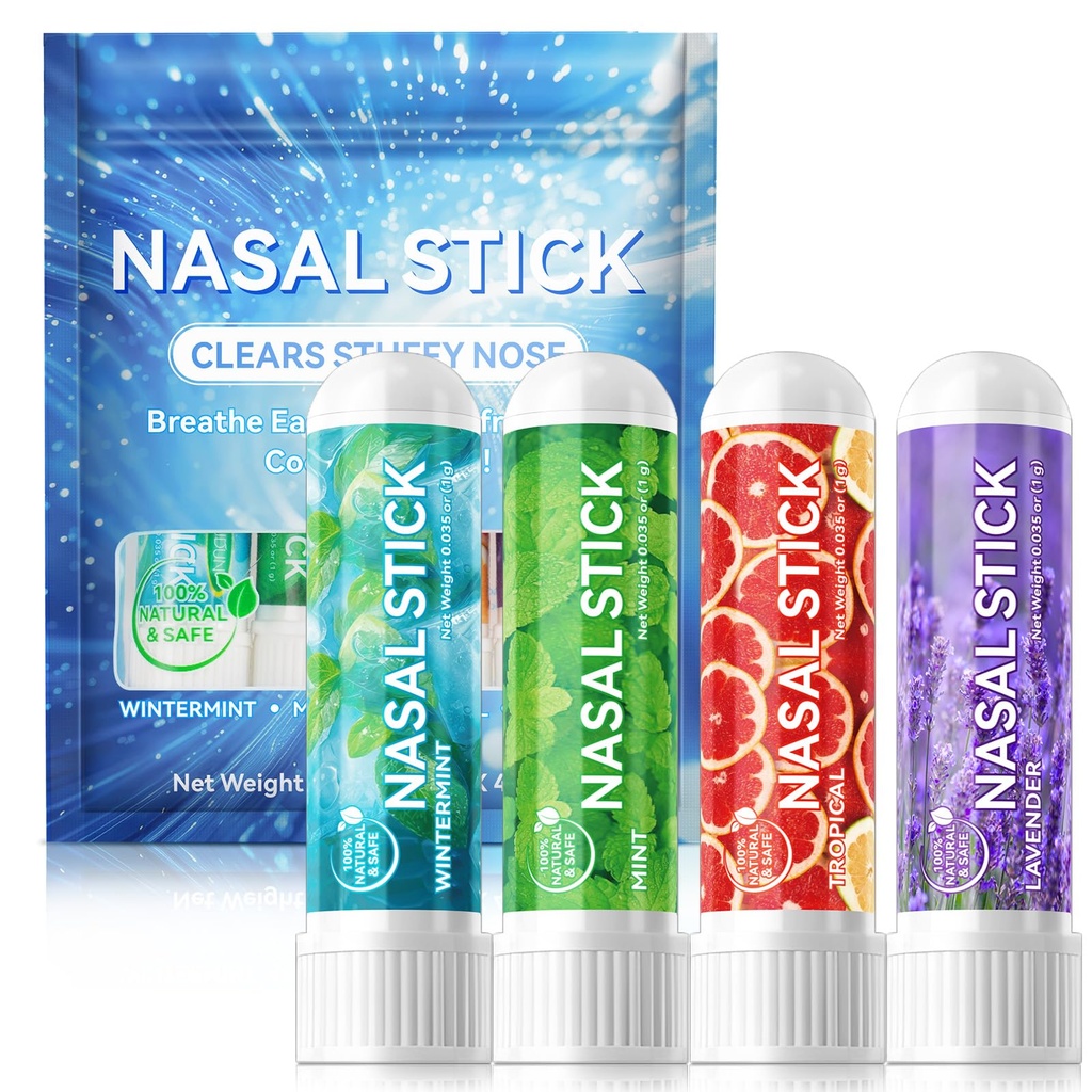 Nasal Stick 4 Pack,Nose Inhaler Stick,Nasal Inhaler,Boost Energy Set,Sinus & Congestion Relief, Daily Relaxation, Stress Relief, Pure Natural Ingredients