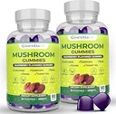 Mushroom Gummies Lions Mane Supplement Mushroom Supplement with Lions Mane, Turkey Tail, Cordyceps, Reishi, Chaga Extract | Brain Health and Immune Support Gummies, 120 Count