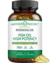 High EPA DHA Omega 3 Fish Oil 1600mg – 60 Softgels Glass Bottle by Mother Nature Organics – Heart, Brain & Joint Support – Burpless, High Absorption, Pure, Sustainable Omega 3 Fatty Acids Supplement