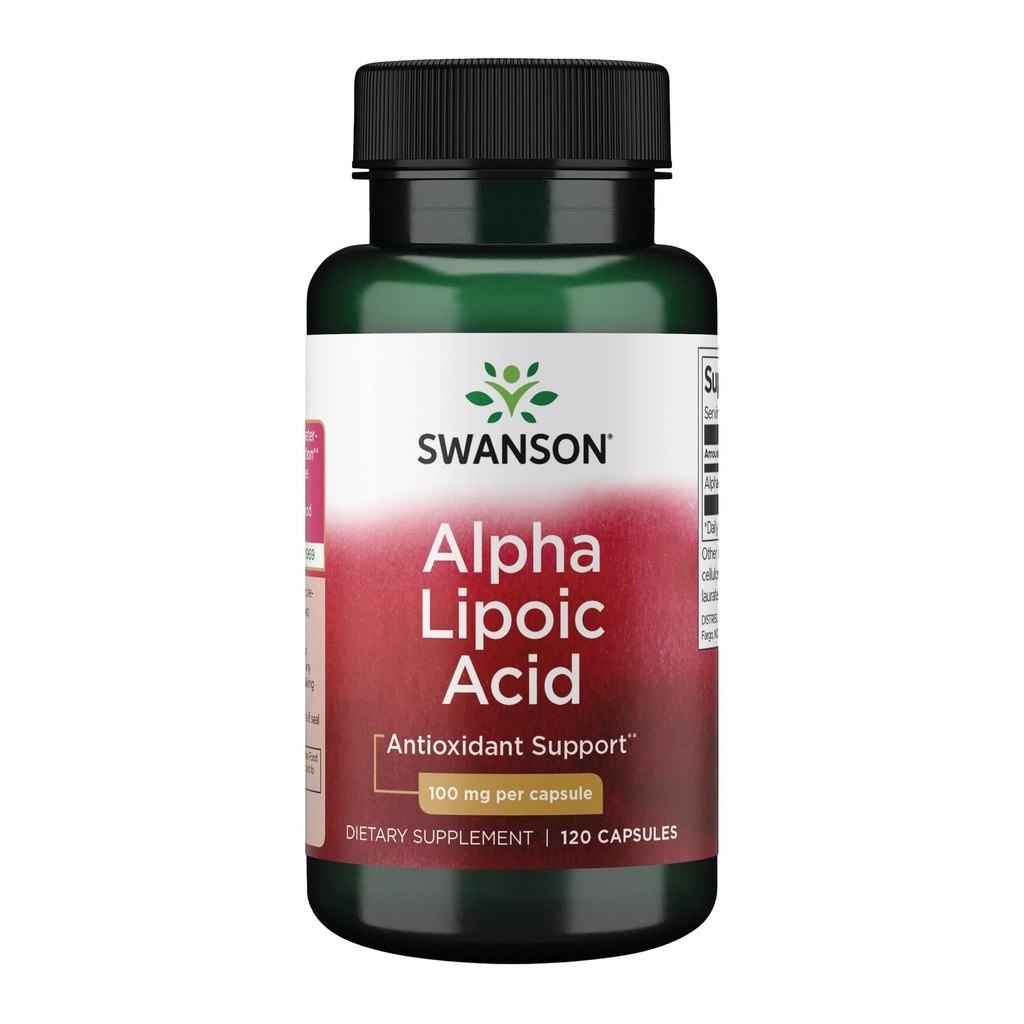 Swanson Alpha Lipoic Acid - Natural Supplement Supporting Healthy Blood Pressure Levels Already Within a Normal Range - Promotes Carbohydrate Metabolism - (120 Capsules, 100mg Each)