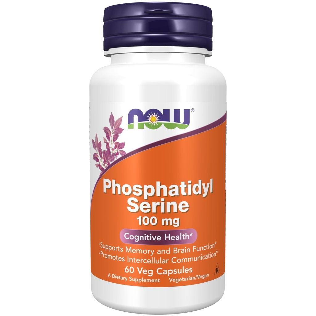 NOW Συμπληρώματα διατροφής, Phosphatidyl Serine 100 mg με ένωση φωσφολιπιδίων που προέρχεται από τη λεκιθίνη σόγιας, 60 κάψουλες Veg