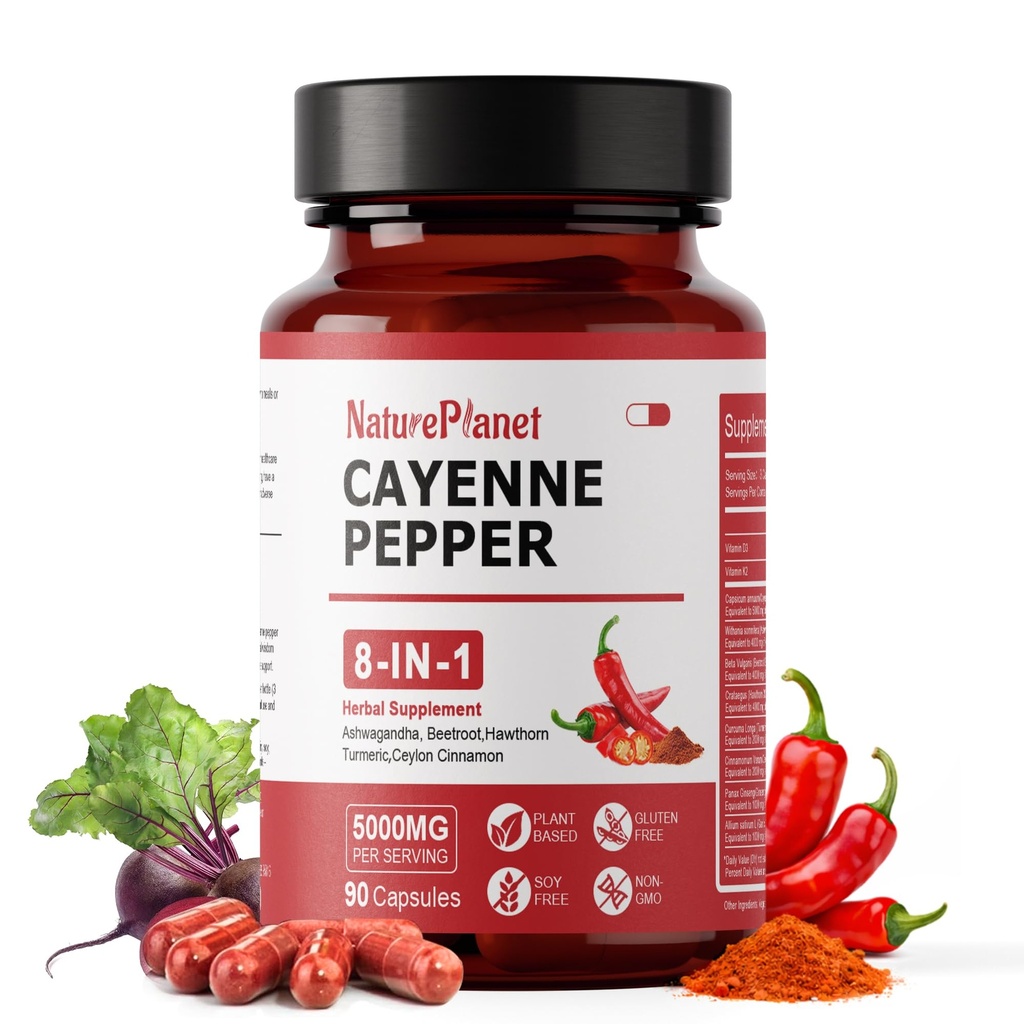 Vascu Flow Cayenne Pepper Capsules丨Organic Capsaicin Supplements with Beetroot Ashwagandha Hawthorn Turmeric Cinnamon Ginseng for Circulation Immune Support - Made in USA (90 Cayenne Capsules)