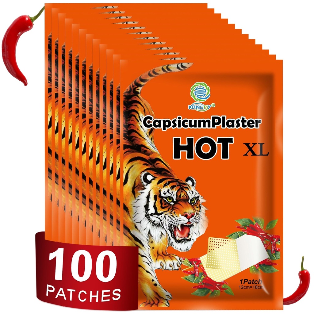 KONGDY 100PCS Capsaicin Patches, Extra Strength Tiger Hot Patch, Heat Capsicum Patch