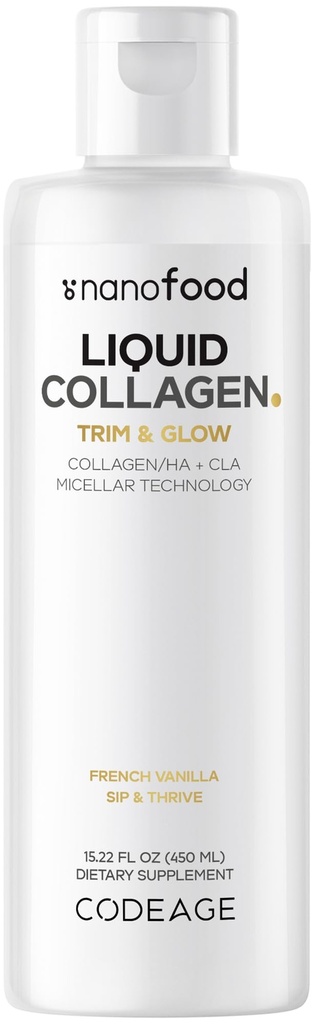 Συμπληρώματα Liquid Collage Vanilla Flavor, Beauty Trim & Glow Liposomal Collagen Peptides, CLA Conjugated Linoleic Acid, Hyaluronic Acid, Vitamin E, Hydrolyzed, Non-GMO, 15,22 fl oz