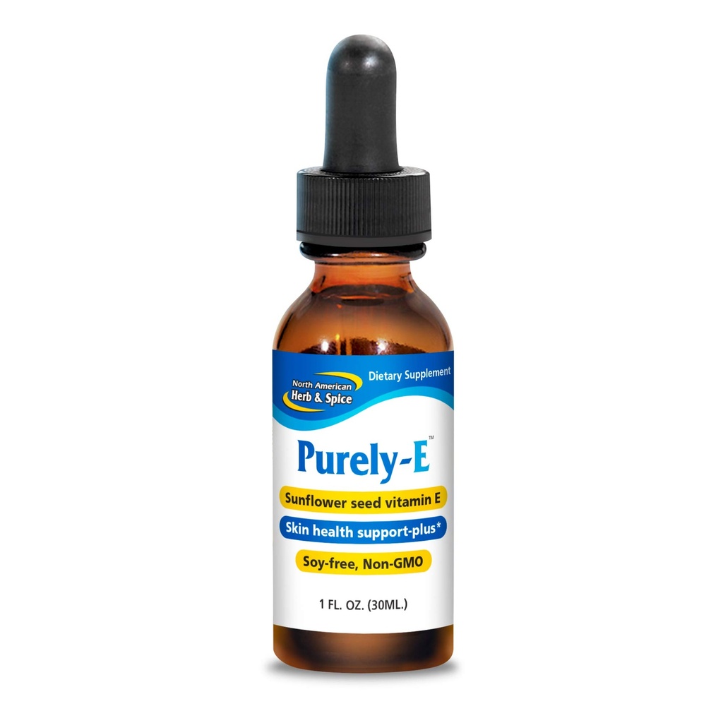 NORTH AMERICAN HERB & SPICE Purely-E - 1 fl. oz. - Antioxidant, Healthy Skin, Healing - Soy-Free Vitamin E Complex from Sunflower Seeds, Pumpkin Seeds & African Red Palm Oil - Non-GMO - 286 Servings