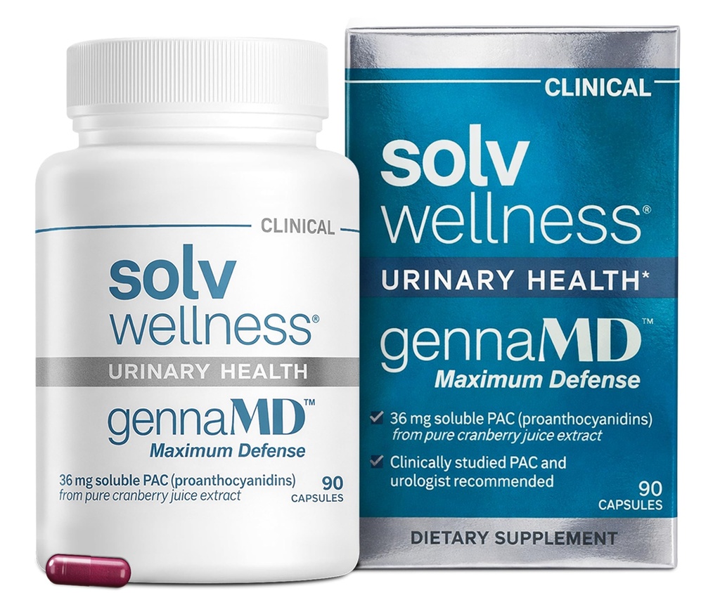 Solv Wellness GennaMD Cranberry Supplement for Urinary Tract Health Support - Advanced 36 mg Soluble PAC from 100% Cranberry Juice Extract - Small, Easy-to-Swallow Capsules - 90 Capsules