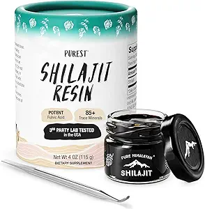 Pure Himalayan Shilajit, Υψηλή διατροφική ισχύς, βαθμός Α Shilajit Resin με 85+ Φυτικά-Derived Trace Minerals και Fulvic Acid, Ενέργεια & ανοσοποιητικό Suport για άνδρες και γυναίκες, 3ο Κόμμα US Lab Tested (115g)