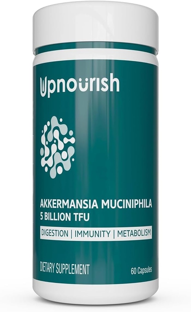 UpNourish Probiotics for GLP-1 Support, 5 δισεκατομμύρια TFU Akkermansia Muciniphila for Digestive Health, Leaky Gut, Ανοσία και Μεταβολική Υγεία, Πρεβιοτικά και Προβιοτικά για γυναίκες και άνδρες, 60 κάψουλες