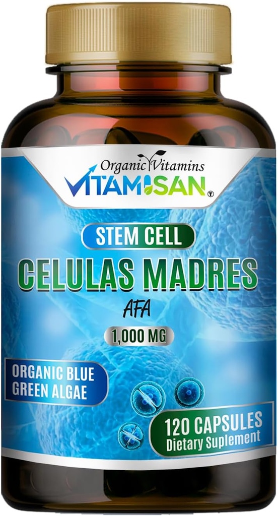 Celulas Madres AFA Stem Natural Cell 120 Κάψουλες 1000 mg Blue Green Algae Non GMO Χωρίς γλουτένη Aphanizomenon Flos-aquae celula Συμπλήρωμα Madre