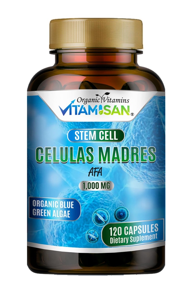 Celulas Madres AFA Stem Natural Cell 120 Κάψουλες 1000 mg Blue Green Algae Non GMO Χωρίς γλουτένη Aphanizomenon Flos-aquae celula Συμπλήρωμα Madre