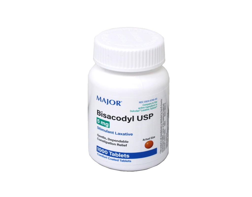 MAJOR BISACODYL STIM LAXATIVE EC BISACODYL-5 MG Orange 1000 TABLETS UPC 309047927807 by Major Pharmaceuticals