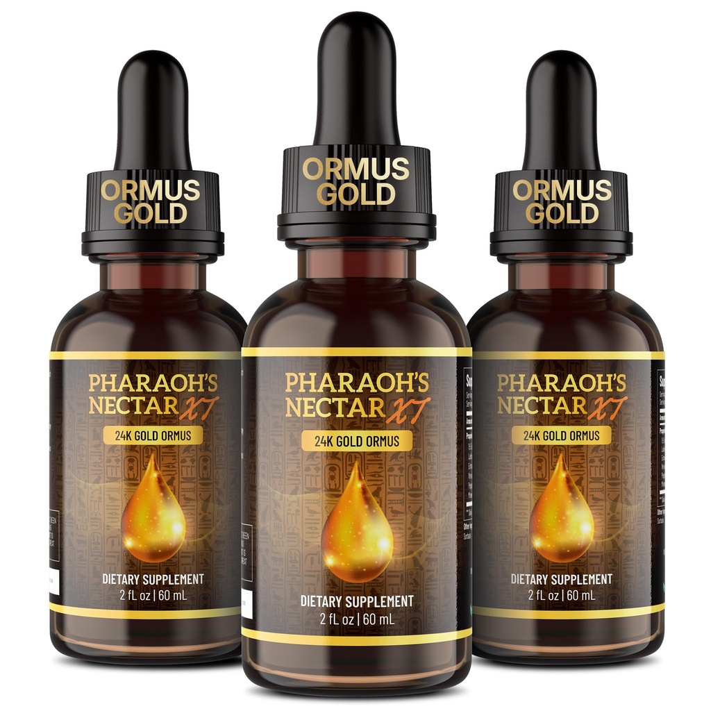 Ultra-Pure, 99.9% Liquid Gold - 24K Monoatomic Gold Ormus - Third Eye Awakening, Pineal Gland Decalcification, Awaken DNA, Unlock Light Speed Manifestation - Pharaoh's Nectar XT, 3 Pack