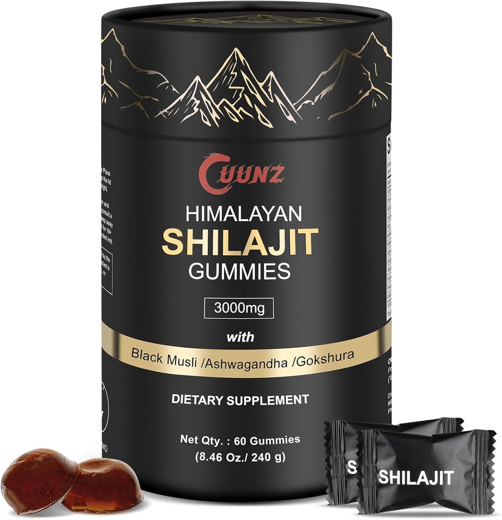 Himalayan Nutritious Shilajit Gummies Gold - Ashwagandha, Gokshura - Fulvic Acid - 85+ Trace Minerals - για άνδρες γυναίκες - Όχι Προστιθέμενη Ζάχαρη (Shilajit Gold Gummies)
