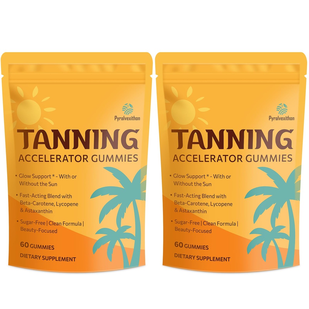 Tanning Gummies with Astaxanthin for Women and Men | Sunless Tanning Supplement with Beta Carotene, Lycopene, Collagen & Vitamins | Skin Radiance & Hydration | Vegan & Sugar Free - 120 Count