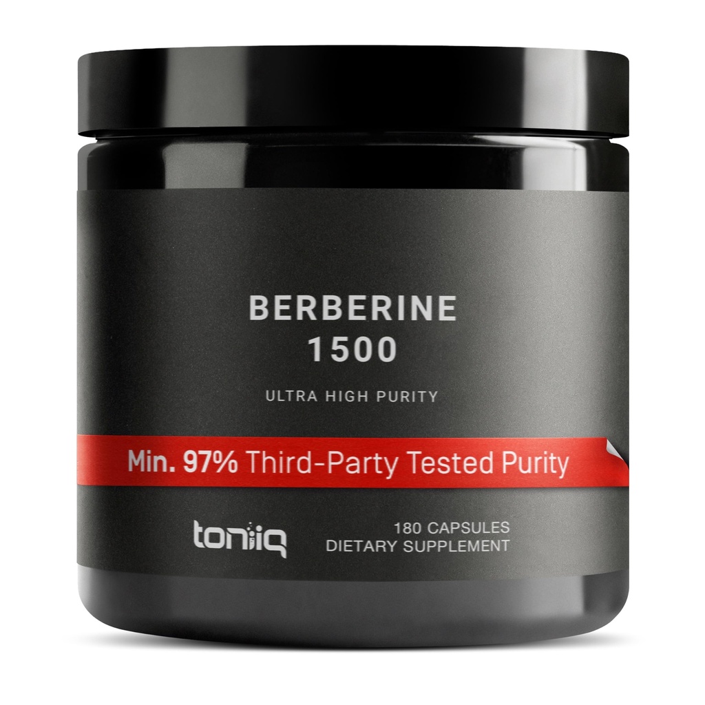 Toniiq Berberine HCl — 100:1 Συμπυκνωμένο εκχύλισμα • 97% Berberine HCl • Third-Party Tested cGMP — Berberine Supplement — 180 Vegetarian Caps, 1500 mg ανά υπηρεσία