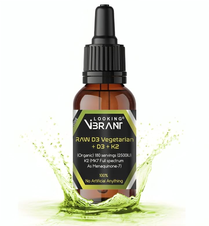 Vitamin D3 + K2 (MK-7) Liquid Drops with MCT Oil & Olive Oil - Vegetarian, Non-GMO, Soy-Free, Gluten-Free, Alcohol-Free, 1 Bottle, 2 Fl Oz (60 ml) - 180 Servings (2500 IU per Serving)