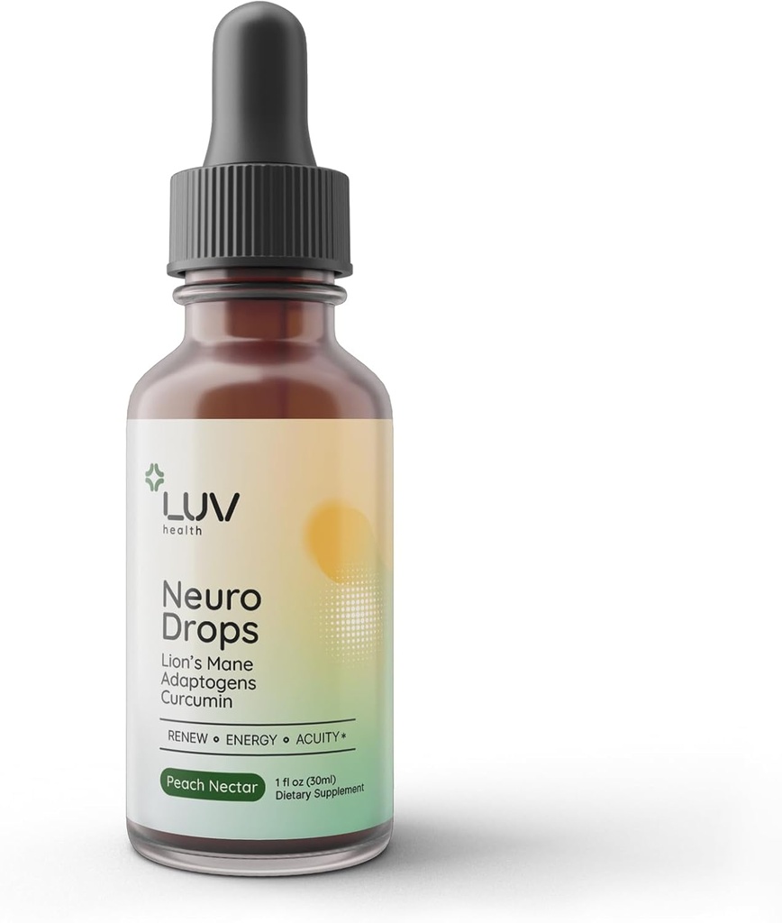 Υγεία LUV Neuro Drops – Nerve Pain Support & Joint Comfort with Lion's Mane, Curcumin, Cordyceps & Reishi – Βιολογικά Προσαρμοσμέναogen Vegan, Non-GMO, Made in USA - 30 Services
