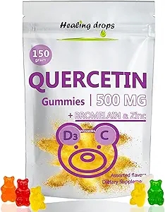 Quercetin με Bromelain Gummies - Βιταμίνη C + ψευδάργυρος + Βιταμίνη D3 - Quercetin 500mg Gummies για Παιδιά και Ενήλικες (1)