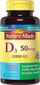 Nature Made Vitamin D3 2000 IU Liquid Softgels 90 ea (πακέτο των 3)
