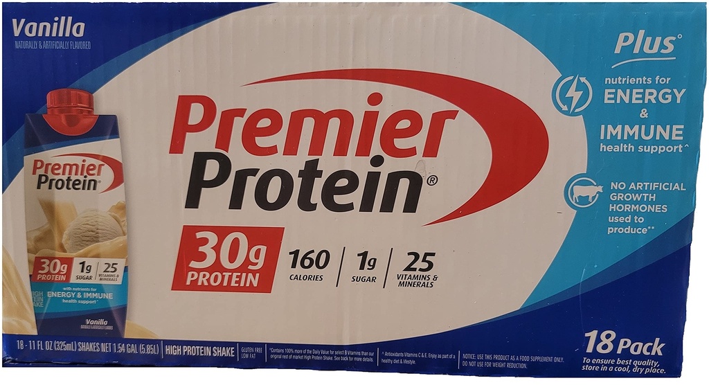 Premier 30g Protein PLUS Energy and Immune Support Shakes, 11 fl oz, 18-pack