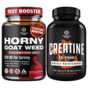 Bundle of Horny Goat Weed with Black Maca Root, Tongkat Ali, Saw Palmetto & Panax Ginseng Extract for Stamina & Energy and Creatine Tablets with Creatine Monohydrate, HCL & Pyruvate Supplement