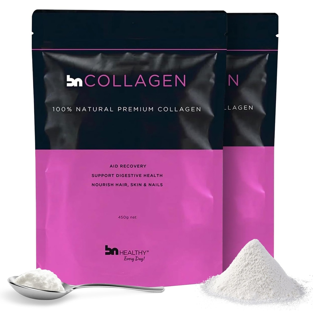 BNHealthy Collagen Peptides Powder 450g 2-Pack - Hydrolyzed Bovine Collagen with 13.5g Protein per Serving, Unflavored and Tasteless, Mixes Hot or Cold, Supports Hair, Skin, Nails and Joints