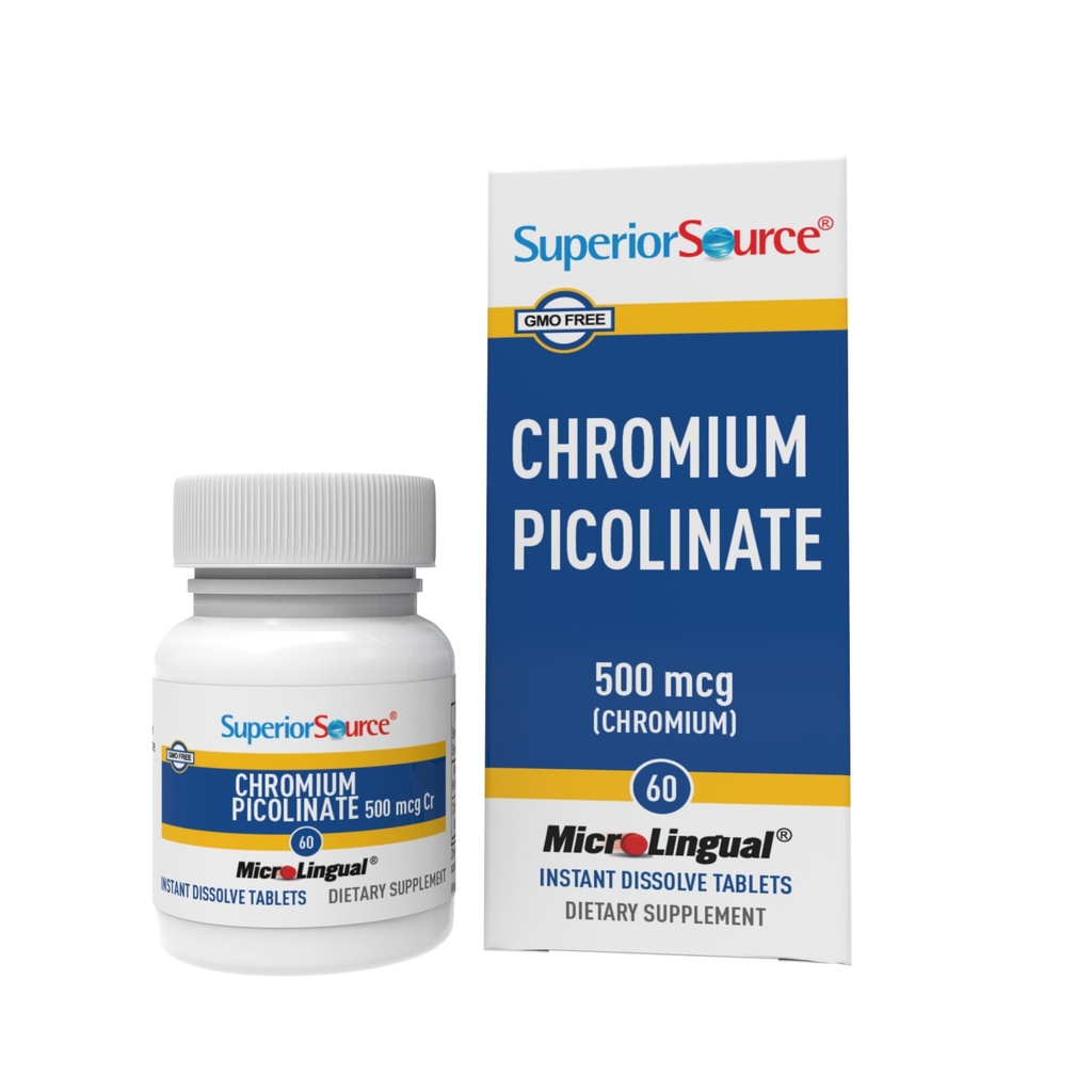 Superior Source Chromium Picolinate - Συμπλήρωμα Φόρμουλα υποστηρίζει υγιή ζάχαρη Μεταβολισμός - 500 mcg, 50 στιγμιαία δισκία διάλυσης