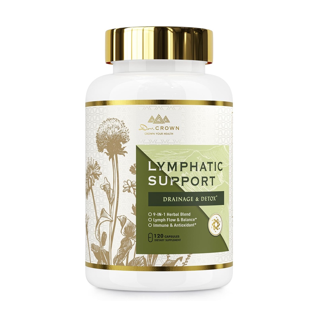 Lymphatic Drainage Supplement, Natural Herbal Blend with Echinacea, Dandelion, Burdock & Cleavers – Supports Lymphatic System, Fluid Balance and Immune Health | Non-GMO | Gluten-Free - 120 Capsules
