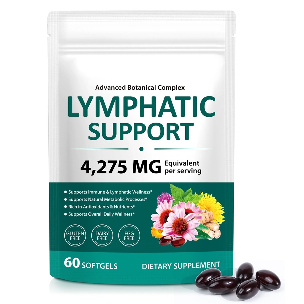FANSHI Lymphatic Drainage Supplements 60 Softgels | Herbal Blend with Echinacea, Dandelion & Burdock Root | Promotes Healthy Circulation & Fluid Balance | Supports Overall Daily Wellness