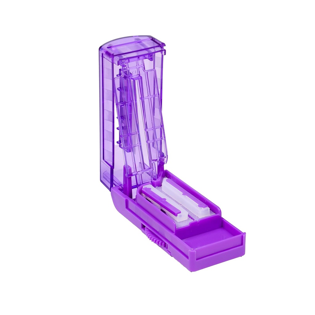 Multiple Pill Cutter for Small or Tiny Pills, Adjustable Pill Splitter for Large Pills Multi Tablets, Stainless Steel Cutting Blade and Blade Guard (Purple)