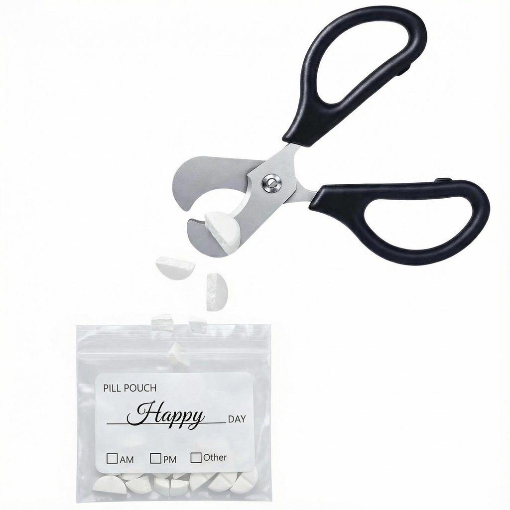 Scissor-Shaped Pill Cutter, Stainless Steel Blade Pill Splitter, Pill Cutter Splitter for small and large pills, Ideal for Customize Dosage