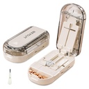 ONTERATE Pill Cutter Splitter for Small & Large Pills, Adjustable Pill Splitter with Safety Guard Hidden Stainless Steel Blade, Travel Tablet Vitamin Cutter Cutting into 1/2, 1/4 (Cream)